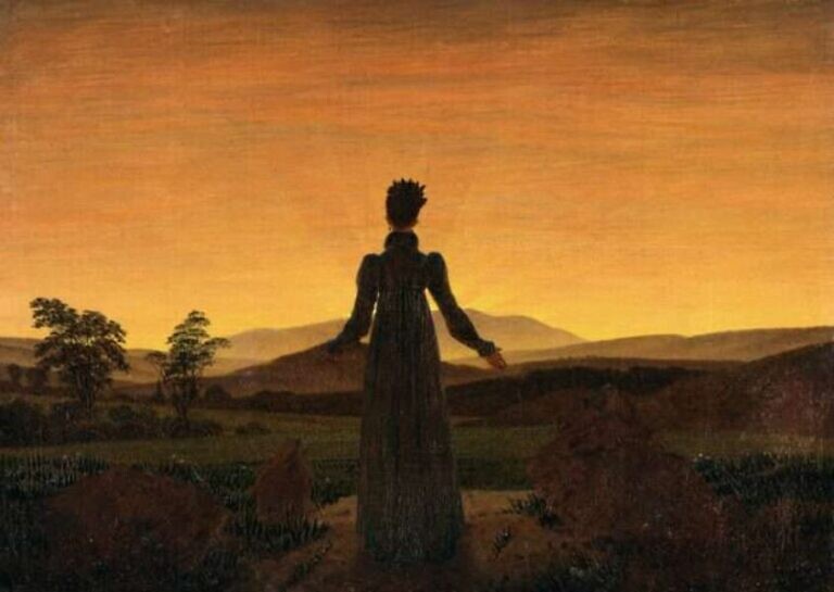 Bild: Caspar David Friedrich, „Frau vor der untergehenden Sonne“ (1818)