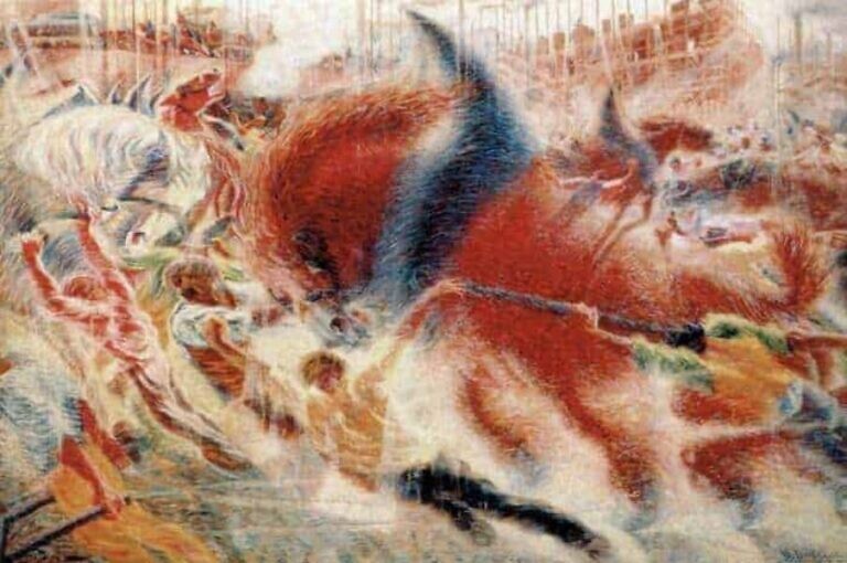 Bild: Umberto Boccioni, „La città che sale“ (1910)