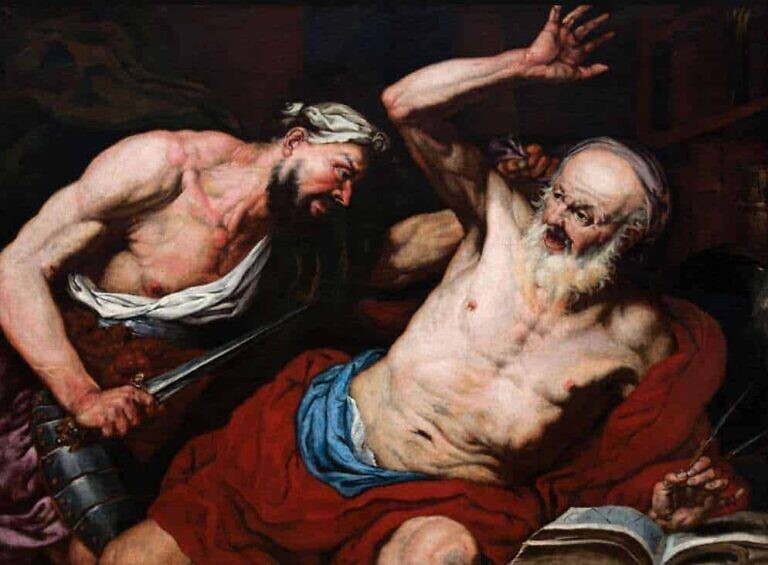 Bild:  Giovan Battista Langetti, „Die Tötung des Archimedes“