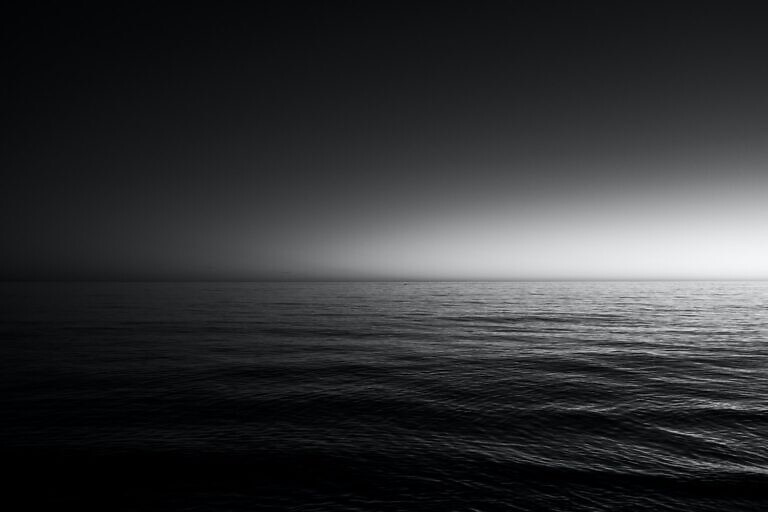 grayscale photo of sea