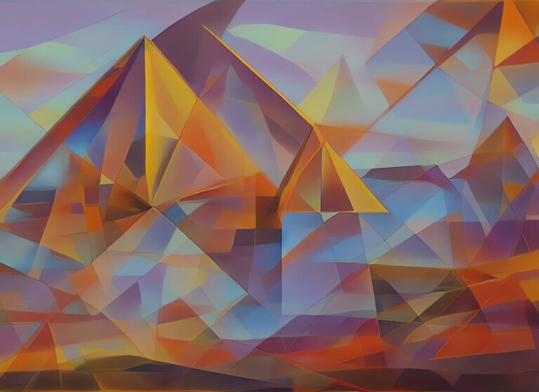 Bild »triangle sunrise, surrealist« via Stable Diffusion